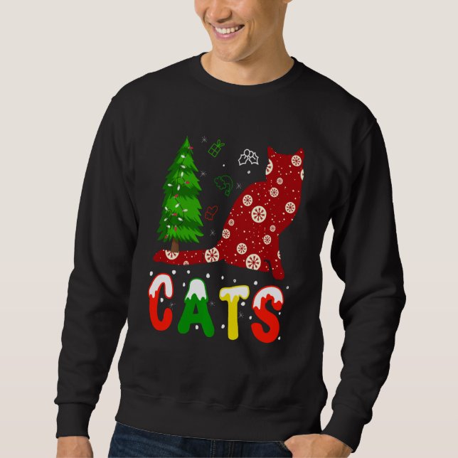 Funny Xmas Christmas Tee For Cat Lover Cat Santa H (Front)