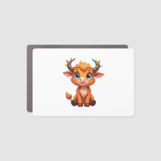 Funny Xmas Cow Lights Boys Girls Cute Highland Cow Car Magnet