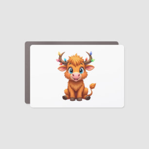 Funny Xmas Cow Lights Boys Girls Cute Highland Cow Car Magnet