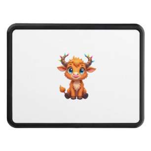 Funny Xmas Cow Lights Boys Girls Cute Highland Cow Hitch Cover