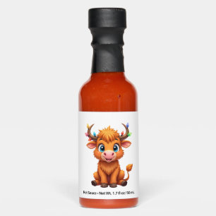 Funny Xmas Cow Lights Boys Girls Cute Highland Cow Hot Sauces