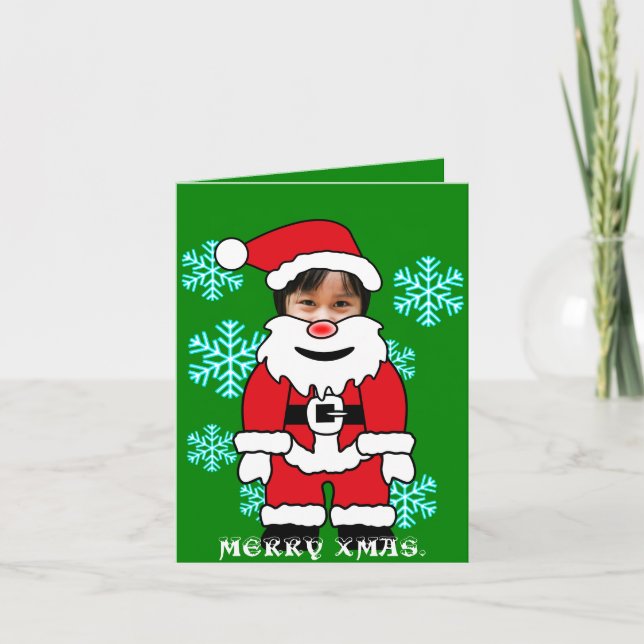 Funny Xmas. Custom Santa Claus photo Holiday Card (Front)