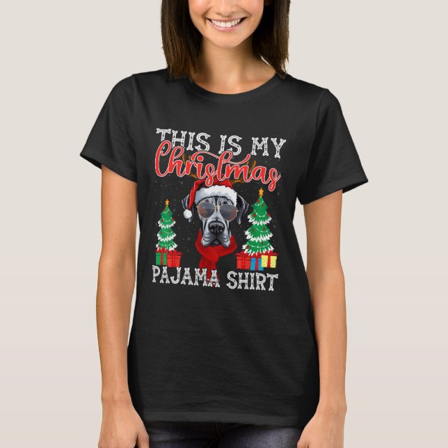 Funny Xmas Family Matching Pajama Great Dane Chris T-Shirt (Front)