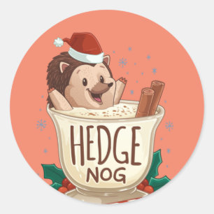 Funny Xmas Hedge Nog Hedgehog Eggnog Christmas Classic Round Sticker