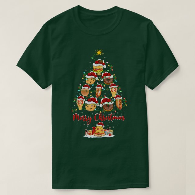 Funny Xmas Lighting Matching Santa Fast Food Chris T-Shirt (Design Front)