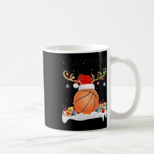 Funny Xmas Lighting Reindeer Santa Hat Basketball  Coffee Mug