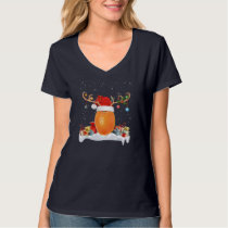 Funny Xmas Lighting Reindeer Santa Hat Orange Chri T-Shirt