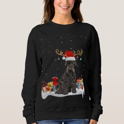 Funny Xmas Lighting Reindeer Santa Hat Schnauzer C Sweatshirt