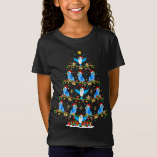 Funny Xmas Lighting Santa Bluebirds Christmas Tree T-Shirt