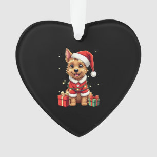 Funny Xmas Lighting Santa Border Terrier Dog Chris Ornament