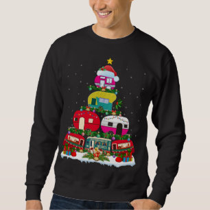Funny Xmas Lighting Santa Camping RV Christmas Tre Sweatshirt