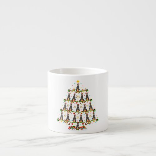 Funny Xmas Lighting Santa Doberman Christmas Tree Espresso Cup
