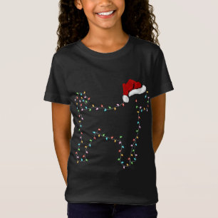 Funny Xmas Lighting Santa Hat Labradoodle Dog Chri T-Shirt