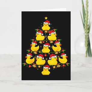 Funny Xmas Lighting Santa Hat Rubber Duck Christma Card