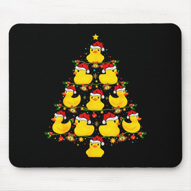 Funny Xmas Lighting Santa Hat Rubber Duck Christma Mouse Pad (Front)