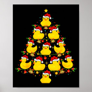 Funny Xmas Lighting Santa Hat Rubber Duck Christma Poster
