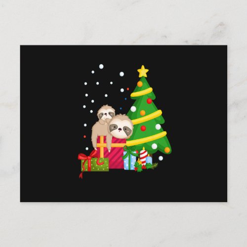 Funny Xmas Lighting Santa Hat Sloth Mom Christmas  Postcard