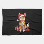 Funny Xmas Lighting Santa Hat Tamaskan Dog Christm Kitchen Towel