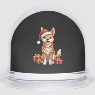 Funny Xmas Lighting Santa Hat Tamaskan Dog Christm Snow Globe