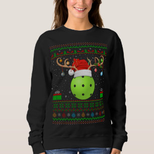 Funny Xmas Lighting Santa Hat Ugly Pickleball Chri Sweatshirt