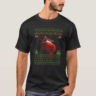 Funny Xmas Lighting Santa Hat Ugly Shrimp Christma T-Shirt