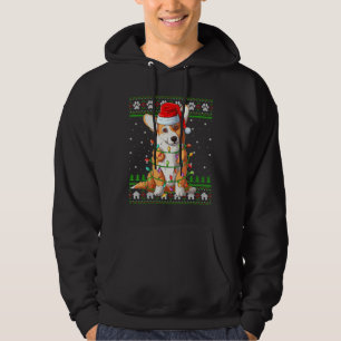 Funny Xmas Lighting Santa Hat Ugly Welsh Corgi Chr Hoodie