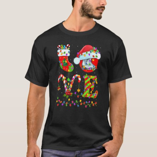 Funny Xmas Lighting Santa Love Figure Skating Chri T_Shirt