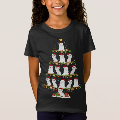 Funny Xmas Lighting Santa Maltipoo Christmas Tree T_Shirt