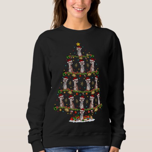 Funny Xmas Lighting Santa Sea Otter Christmas Tree Sweatshirt