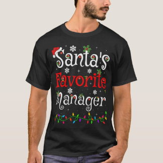 Funny Xmas Lighting Santa's Favorite Manager Chris T-Shirt