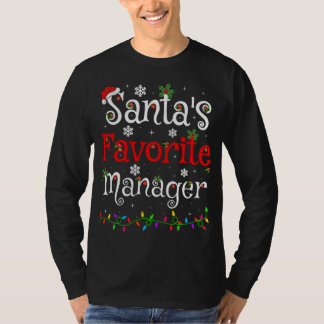 Funny Xmas Lighting Santa's Favorite Manager Chris T-Shirt