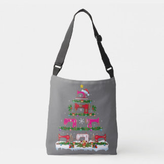 Funny Xmas Lighting Sewing Machine Christmas Tree Crossbody Bag