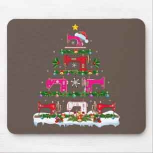 Funny Xmas Lighting Sewing Machine Christmas Tree Mouse Pad