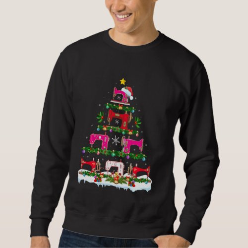 Funny Xmas Lighting Sewing Machine Christmas Tree Sweatshirt