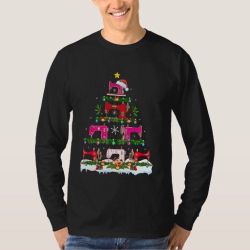 Funny Xmas Lighting Sewing Machine Christmas Tree T_Shirt