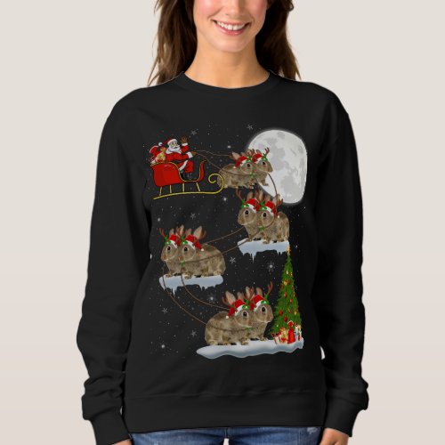 Funny Xmas Lighting Tree Santa Riding Bunny Christ Sweatshirt