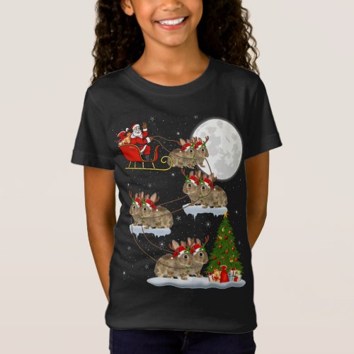 Funny Xmas Lighting Tree Santa Riding Bunny Christ T_Shirt
