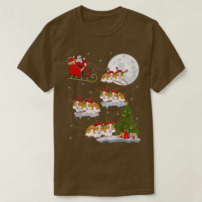 Funny Xmas Lighting Tree Santa Riding Hamster Chri T-Shirt (Design Front)