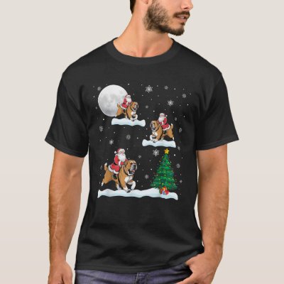 Funny Xmas Lighting Tree Santa Riding Tibetan Mast T-Shirt