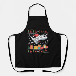 Funny Xmas Lighting Tree Santa Ugly Airplane Apron