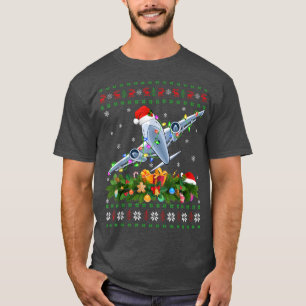 Funny Xmas Lighting Tree Santa Ugly Airplane Chris T-Shirt
