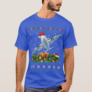 Funny Xmas Lighting Tree Santa Ugly Airplane Chris T-Shirt