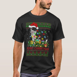 Funny Xmas Lighting Tree Santa Ugly Border Collie T-Shirt