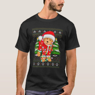 Funny Xmas Lighting Ugly Santa Goldendoodle Christ T-Shirt
