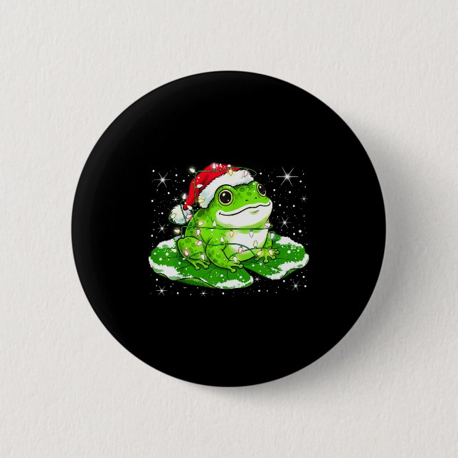 Funny Xmas Lights Frog Cute Toad Frogs Women Men K Button (Front)