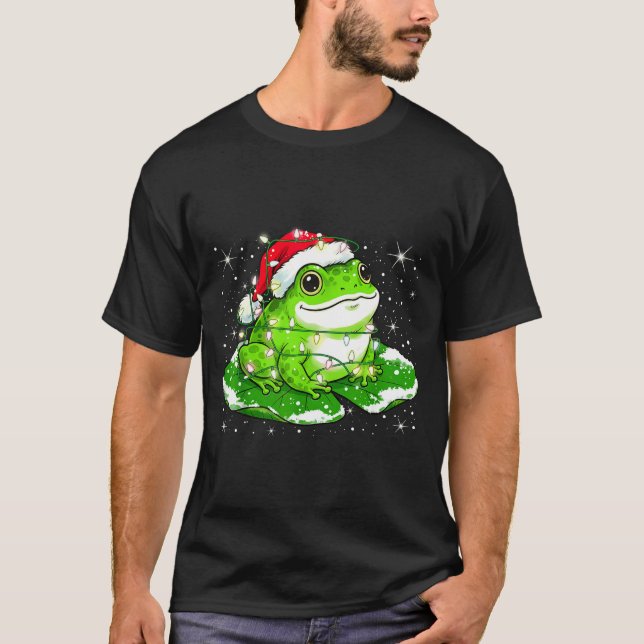 Funny Xmas Lights Frog Cute Toad Frogs Women Men K T-Shirt (Front)