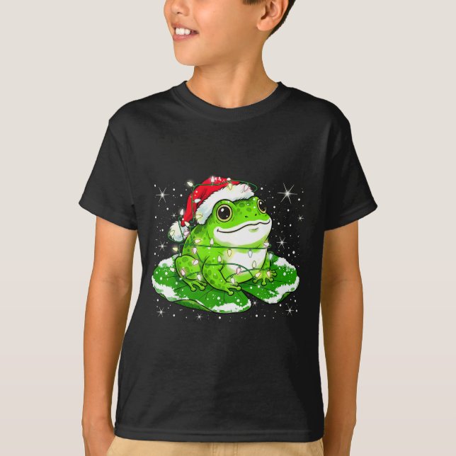Funny Xmas Lights Frog Cute Toad Frogs Women Men K T-Shirt (Front)