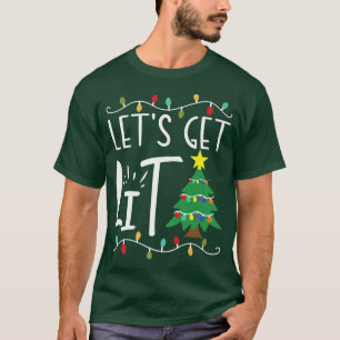 Funny Xmas Lights Let's Get Lit Christmas Adults  T-Shirt