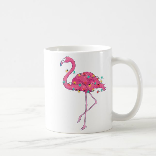 Funny Xmas Lights Nk Flamingo Trocal Christmas In  Coffee Mug (Right)