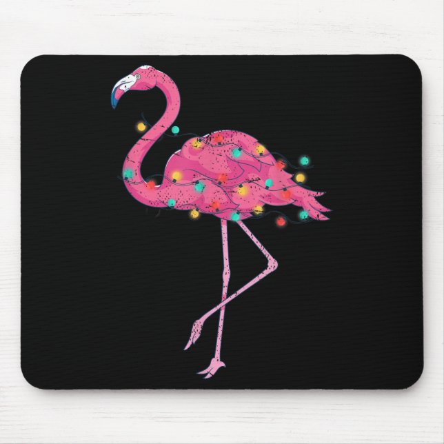 Funny Xmas Lights Nk Flamingo Trocal Christmas In  Mouse Pad (Front)